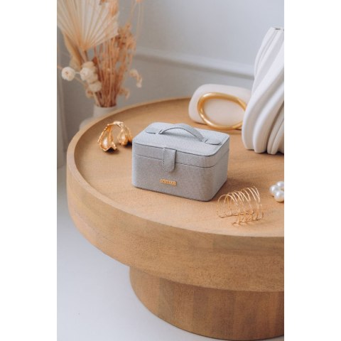 Szara szkatułka na biżuterię zamykana zamkiem magnetycznym - Peterson