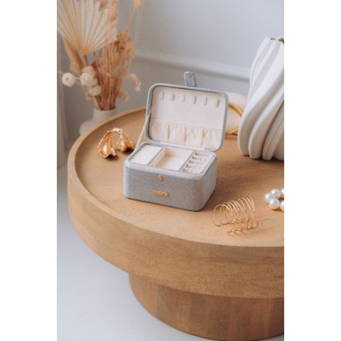 Szara szkatułka na biżuterię zamykana zamkiem magnetycznym - Peterson