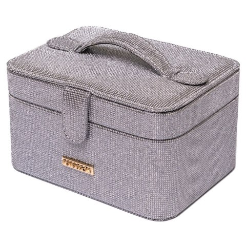 Szara szkatułka na biżuterię zamykana zamkiem magnetycznym - Peterson