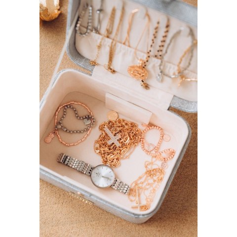 Szara szkatułka na biżuterię zamykana zamkiem magnetycznym - Peterson