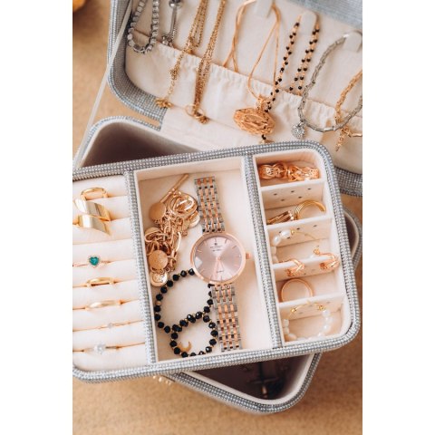 Szara szkatułka na biżuterię zamykana zamkiem magnetycznym - Peterson