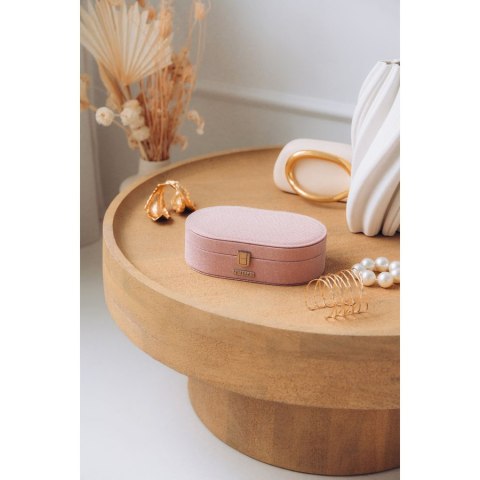 Szkatułka na biżuterię w kolorze łososiowym, zamykana zatrzaskiem - Peterson