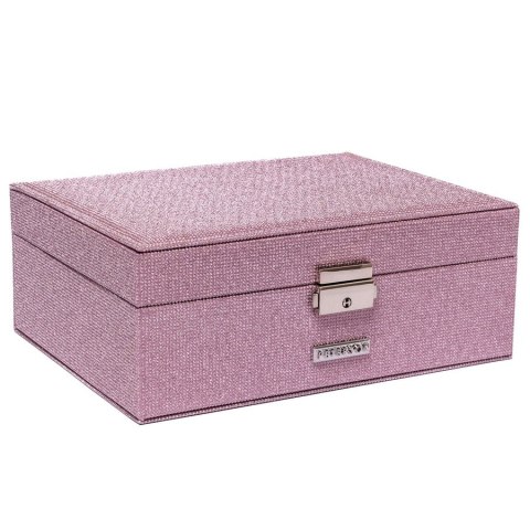 Szkatułka na biżuterię zamykana na kluczyk, różowa - Peterson