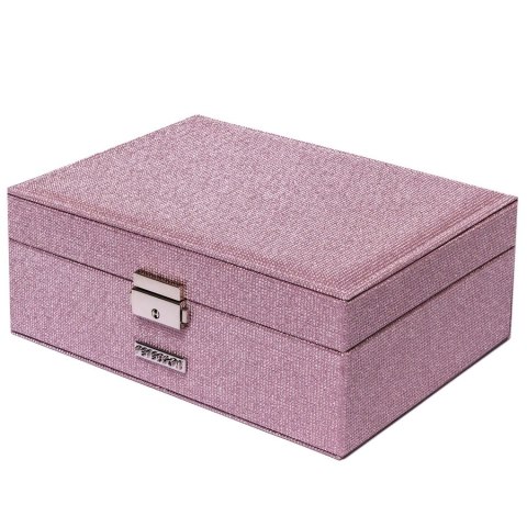 Szkatułka na biżuterię zamykana na kluczyk, różowa - Peterson