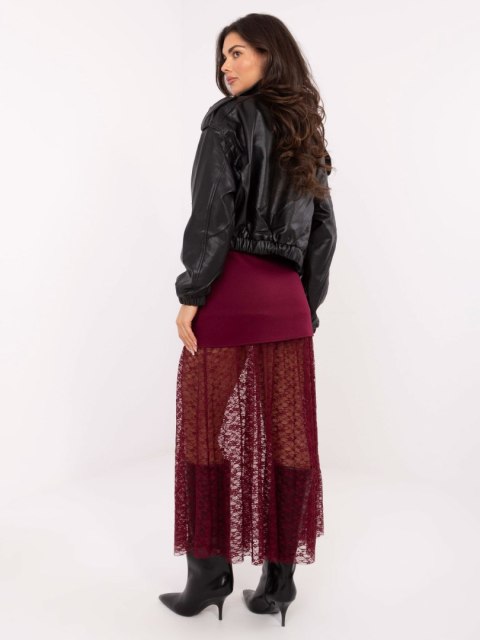 Spódnica midi z koronką w kolorze burgundowym – Stylowy Wieszak