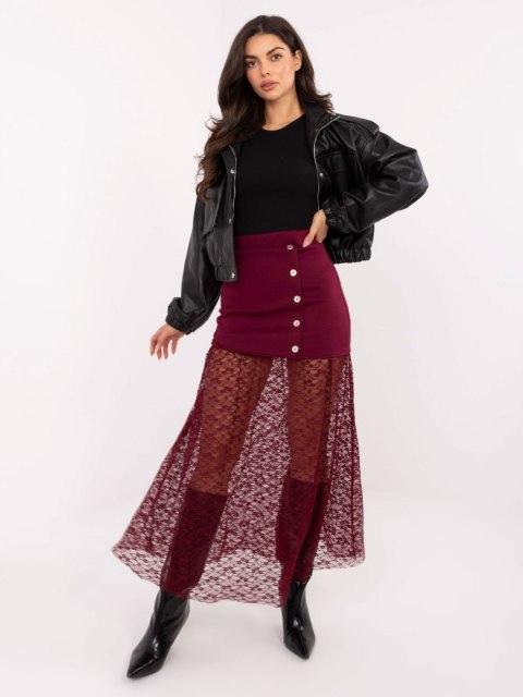 Kobieca spódnica midi z koronkowym wykończeniem