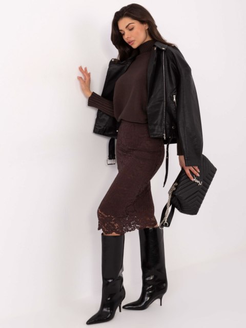 Spódnica midi z koronką w kolorze brązowym – Stylowy Wieszak