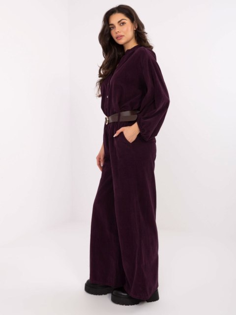 Stylowe spodnie ITALY MODA w kolorze ciemnego fioletu – Stylowy Wieszak