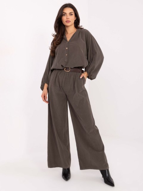 Sztruksowe spodnie wide leg w kolorze khaki – Stylowy Wieszak