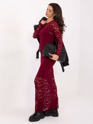 Burgundowa koronkowa sukienka bodycon maxi | RUE PARIS