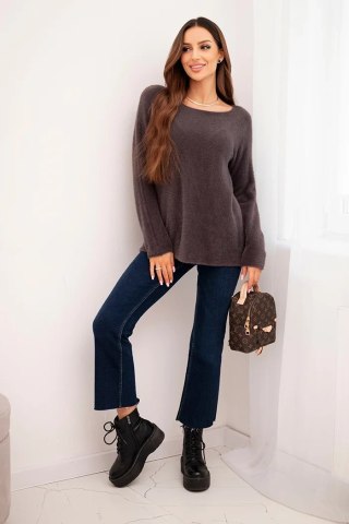 Sweter Damski Miękki z Okrągłym Dekoltem – Brązowy