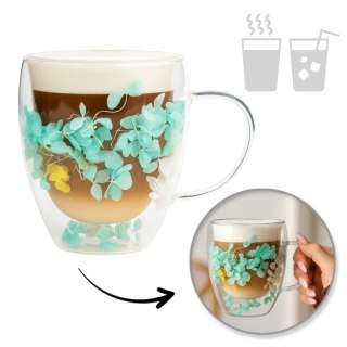 Szklanka termiczna z kwiatami hortensje zielone 300 ml – Stylowy Wieszak