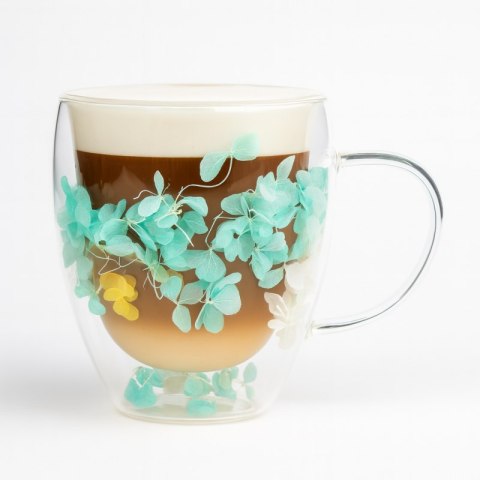 Szklanka borokrzemowa z motywem kwiatowym