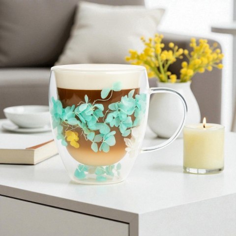 Szklanka z hortensjami 300 ml w ozdobnym pudełku