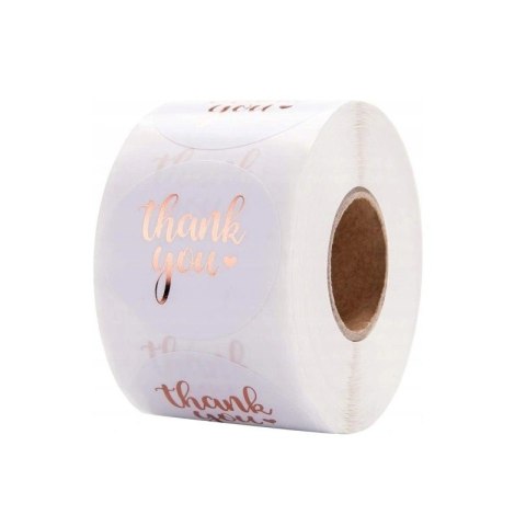 500 sztuk naklejek THANK YOU opalizujące rose gold na taśmie średnica 25mm dekoracyjne naklejki samoprzylepne etykiety NNK07 500 sztuk naklejek THANK YOU opalizujące rose gold na taśmie średnica 25mm dekoracyjne naklejki samoprzylepne etykiety NNK07