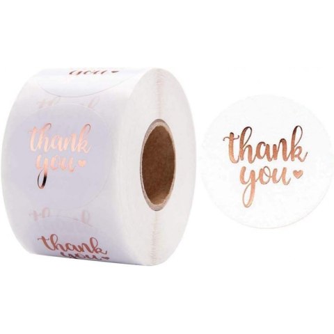 500 sztuk naklejek THANK YOU opalizujące rose gold na taśmie średnica 25mm dekoracyjne naklejki samoprzylepne etykiety NNK07 500 sztuk naklejek THANK YOU opalizujące rose gold na taśmie średnica 25mm dekoracyjne naklejki samoprzylepne etykiety NNK07