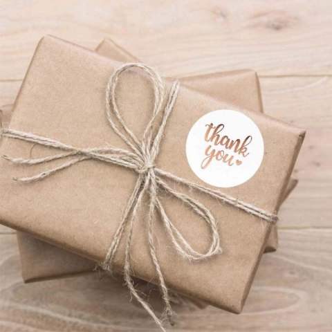 500 sztuk naklejek THANK YOU opalizujące rose gold na taśmie średnica 25mm dekoracyjne naklejki samoprzylepne etykiety NNK07 500 sztuk naklejek THANK YOU opalizujące rose gold na taśmie średnica 25mm dekoracyjne naklejki samoprzylepne etykiety NNK07