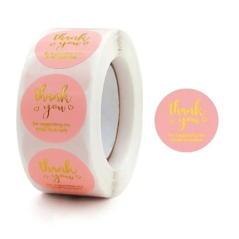500 sztuk naklejek THANK YOU opalizujące złote na taśmie średnica 25mm dekoracyjne naklejki samoprzylepne etykiety NNK01 500 sztuk naklejek THANK YOU opalizujące złote na taśmie średnica 25mm dekoracyjne naklejki samoprzylepne etykiety NNK01