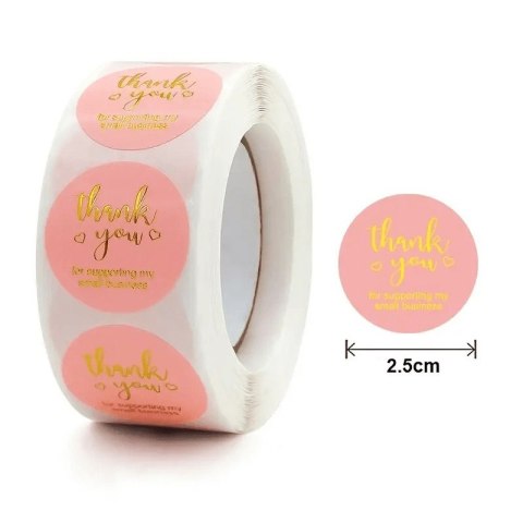 500 sztuk naklejek THANK YOU opalizujące złote na taśmie średnica 25mm dekoracyjne naklejki samoprzylepne etykiety NNK01 500 sztuk naklejek THANK YOU opalizujące złote na taśmie średnica 25mm dekoracyjne naklejki samoprzylepne etykiety NNK01
