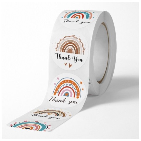 500 sztuk naklejek THANK YOU z tęczą na taśmie średnica 25mm dekoracyjne naklejki samoprzylepne etykiety NNK10 500 sztuk naklejek THANK YOU z tęczą na taśmie średnica 25mm dekoracyjne naklejki samoprzylepne etykiety NNK10