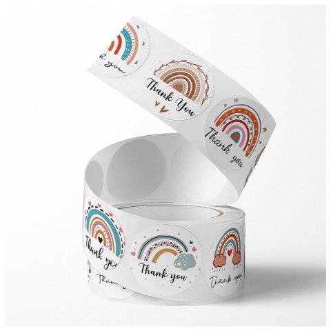 500 sztuk naklejek THANK YOU z tęczą na taśmie średnica 25mm dekoracyjne naklejki samoprzylepne etykiety NNK10 500 sztuk naklejek THANK YOU z tęczą na taśmie średnica 25mm dekoracyjne naklejki samoprzylepne etykiety NNK10