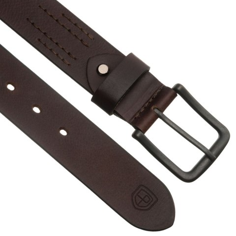 Brązowy pasek męski ze skóry naturalnej z klasyczną, bezniklową klamrą - Peterson