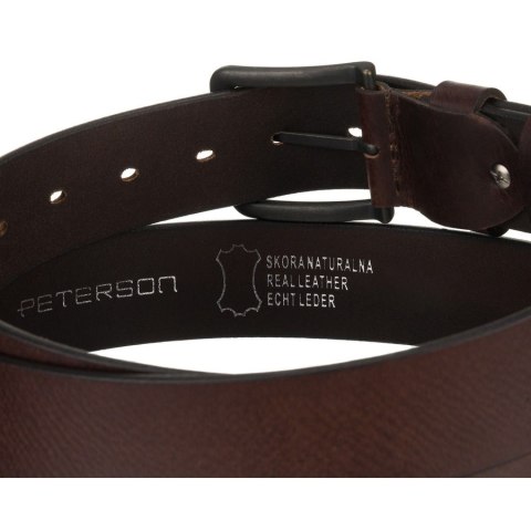 Brązowy pasek męski ze skóry naturalnej z klasyczną, bezniklową klamrą - Peterson