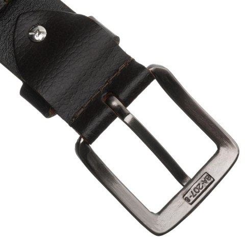 Klasyczny, brązowy pasek męski ze skóry naturalnej z tradycyjną klamrą - Peterson