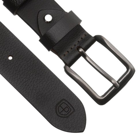 Klasyczny, brązowy pasek męski ze skóry naturalnej z tradycyjną klamrą - Peterson