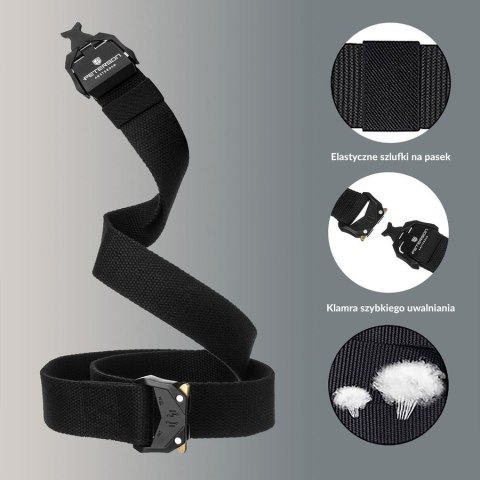 Pasek parciany męski Peterson z klamrą Quick Release QR czarny