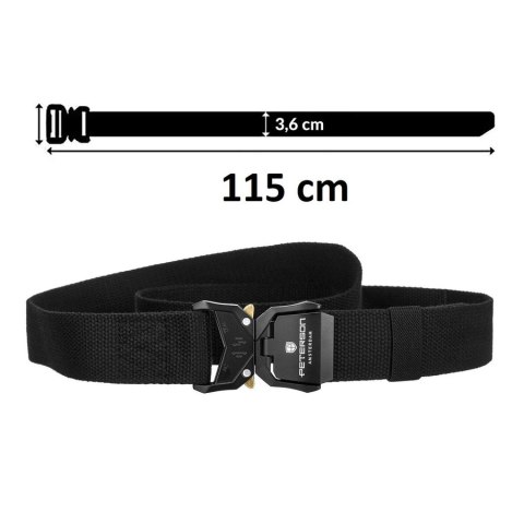 Pasek parciany męski Peterson z klamrą Quick Release QR czarny