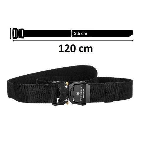 Pasek parciany męski Peterson z klamrą Quick Release QR czarny