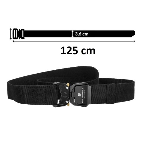 Pasek parciany męski Peterson z klamrą Quick Release QR czarny