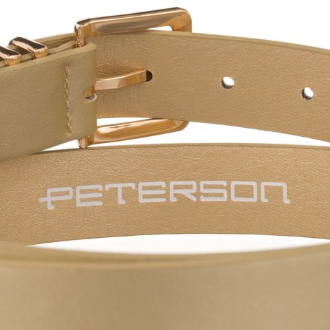 Beżowy, wąski pasek damski ze skóry ekologicznej ze złotą klamrą - Peterson Beżowy, wąski pasek damski ze skóry ekologicznej ze złotą klamrą - Peterson