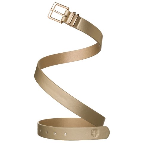 Beżowy, wąski pasek damski ze skóry ekologicznej ze złotą klamrą - Peterson Beżowy, wąski pasek damski ze skóry ekologicznej ze złotą klamrą - Peterson