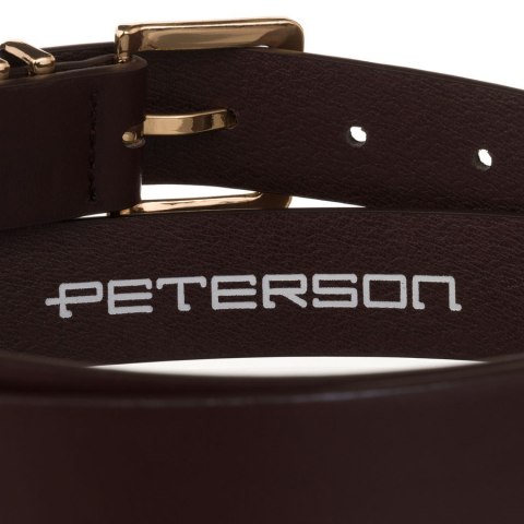 Brązowy, wąski pasek damski ze skóry ekologicznej - Peterson Brązowy, wąski pasek damski ze skóry ekologicznej - Peterson