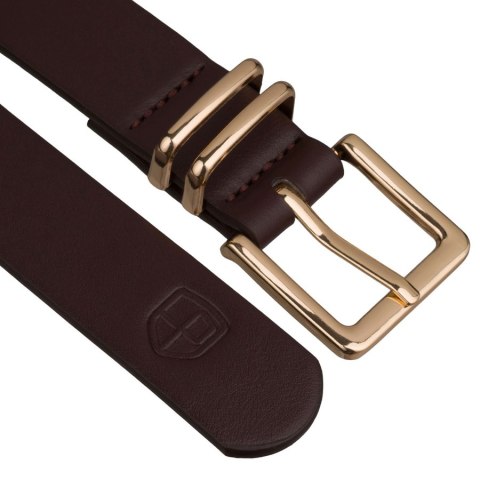 Brązowy, wąski pasek damski ze skóry ekologicznej - Peterson Brązowy, wąski pasek damski ze skóry ekologicznej - Peterson