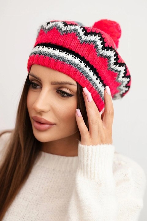 Stylowa czapka zimowa w kolorze grafitowym i fuksji – Stylowy Wieszak