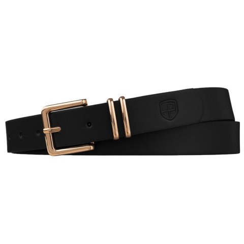 Czarny, wąski pasek damski ze skóry ekologicznej - Peterson