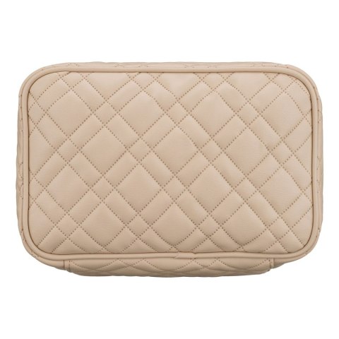 Jednokomorowa, beżowa kosmetyczka z tkaniny syntetycznej zamykana suwakiem - Peterson