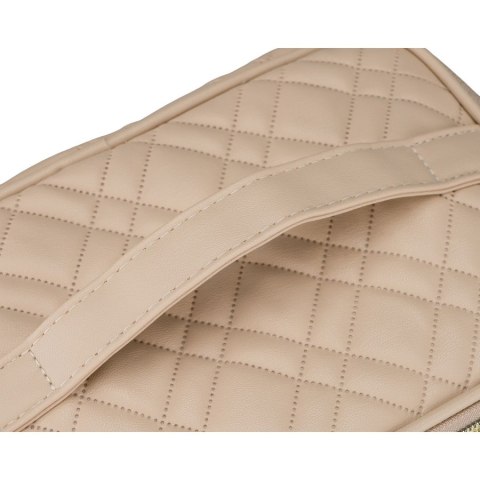 Jednokomorowa, beżowa kosmetyczka z tkaniny syntetycznej zamykana suwakiem - Peterson