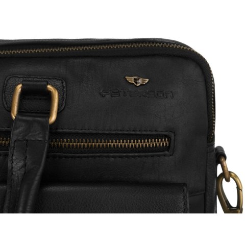 Męska torba na laptopa ze skóry naturalnej w czarnym kolorze - Peterson