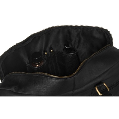 Męska torba na laptopa ze skóry naturalnej w czarnym kolorze - Peterson