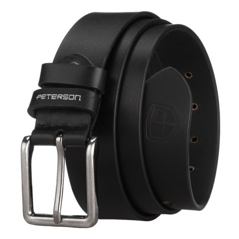 Pasek męski ze skóry naturalnej w czarnym kolorze z tradycyjną klamrą - Peterson