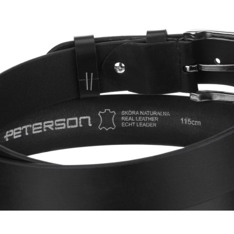 Pasek męski ze skóry naturalnej w czarnym kolorze z tradycyjną klamrą - Peterson