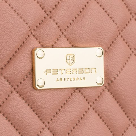 Różowa, pikowana kosmetyczka z tkaniny syntetycznej zamykana suwakiem - Peterson