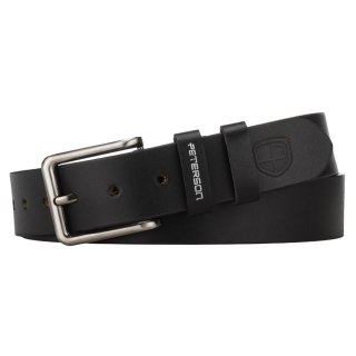 Skórzany, czarny pasek męski z tradycyjną klamrą - Peterson