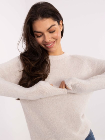 Jasnobeżowy sweter ITALY MODA z alpaką i wełną – elegancki i ciepły