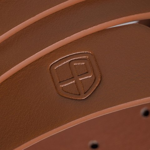 Wąski pasek damski ze skóry ekologicznej w jasnobrązowym kolorze - Peterson