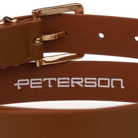 Wąski pasek damski ze skóry ekologicznej w jasnobrązowym kolorze - Peterson